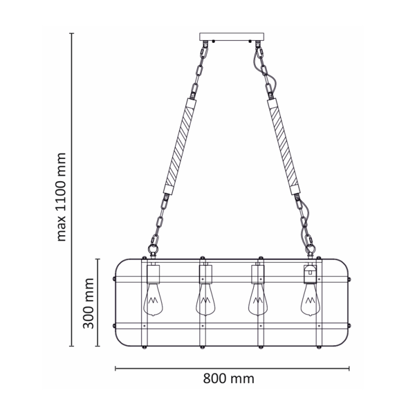 Pendellampe sort-guld E27x4 BUR 312488 Polux
