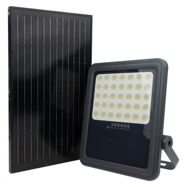 LED-strålkastare 200W grå halogen med solpanel fjärrkontroll skymningssensor Ecolight