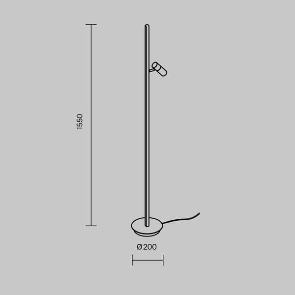Moderne sort gulvlampe med LED-lysstick 14W THIN Maytoni