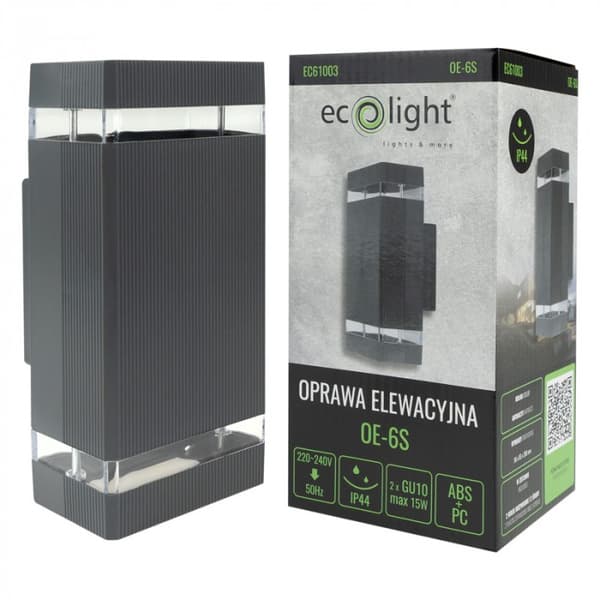 Moderni antrasiitinharmaa ulkoseinävalaisin 2xGU10 15W Ecolight
