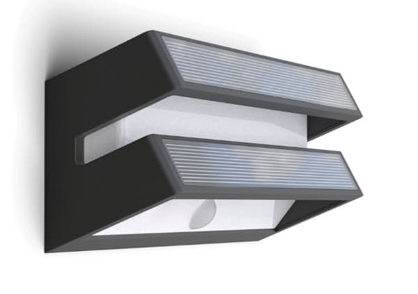 Moderne mørkegrå solcellevæglampe til udendørs brug med PIR-sensor LED 8.2W BARLO Lutec