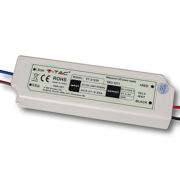 V-TAC 30W 12V 2.5A VT-21030 LED-virtalähde