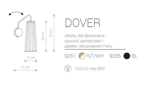Væglampe LED Nowodvorski DOVER sort, krydsfiner 9266