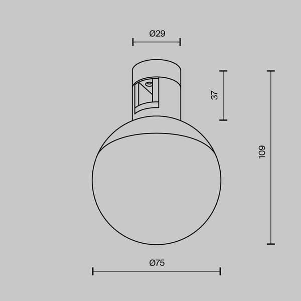 Magnetisk skenstrålkastare mässing glaskula LED 5W 2700K LUNA Maytoni Technical