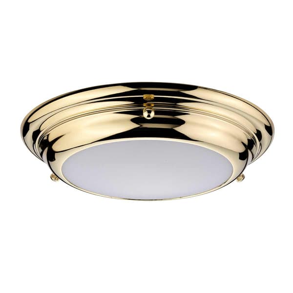 Rund badeværelsesloftlampe 24,5 cm LED 12W poleret messing Welland Elstead