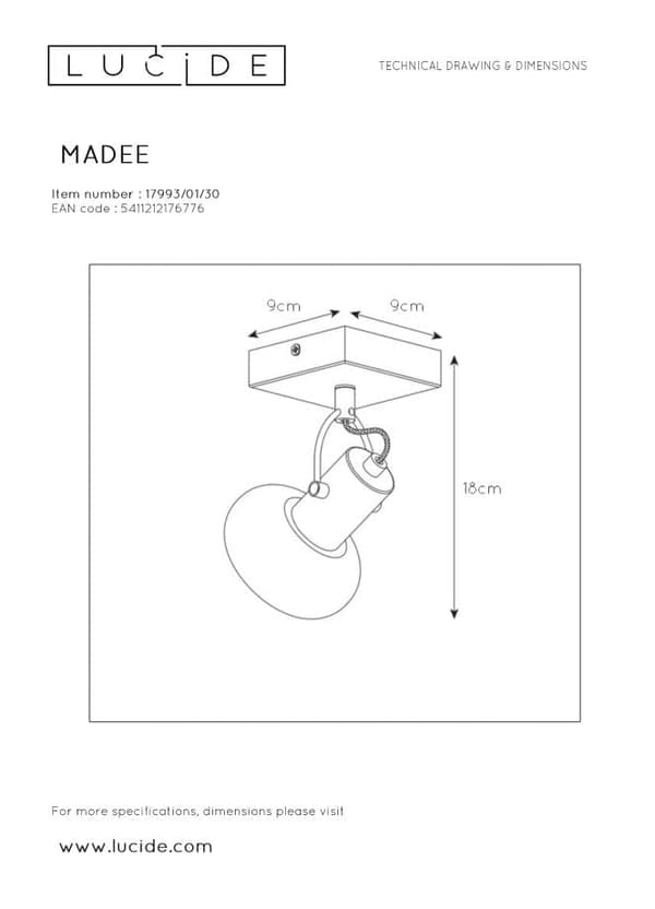 REFLEKTOR Lucide E14 25W MADEE 17993/01/30 lampe