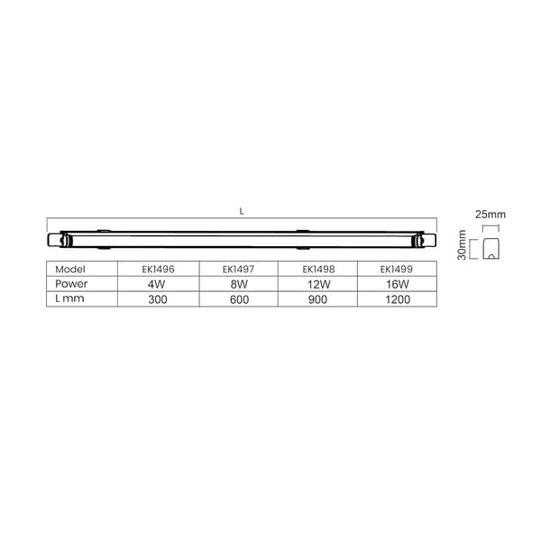 Hvid underskabsbelysning 30 cm neutral farve LED 4W VITO Eko-Light