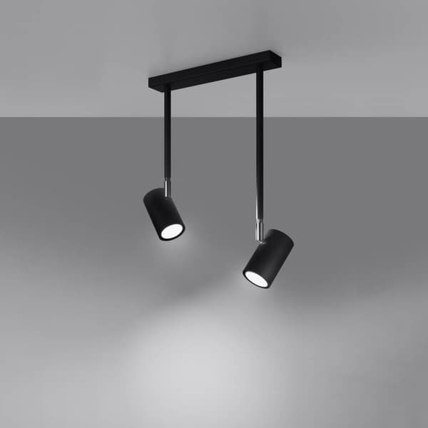 Dobbelt sort justerbar loftspot rør 2xGU10 10W NORANO SL.1075 Sollux Lighting