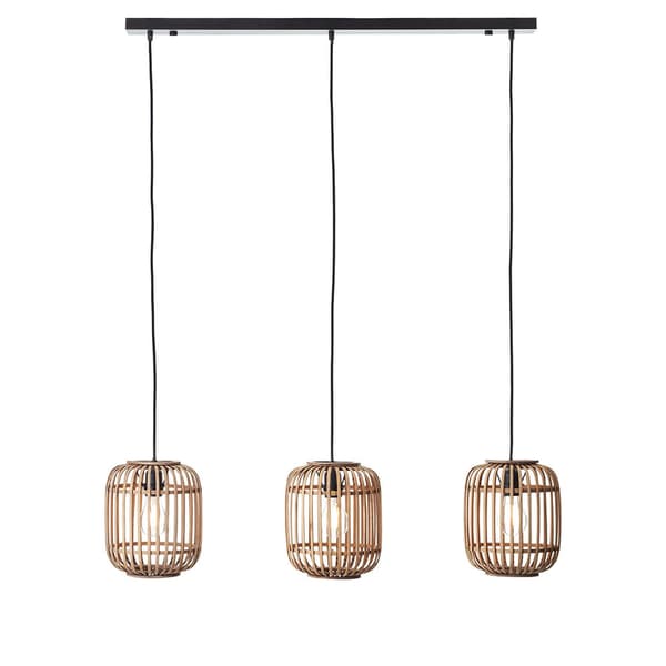 Rustik pendellampe, beige bambus, 3xE27 10W MATHIAS Endon