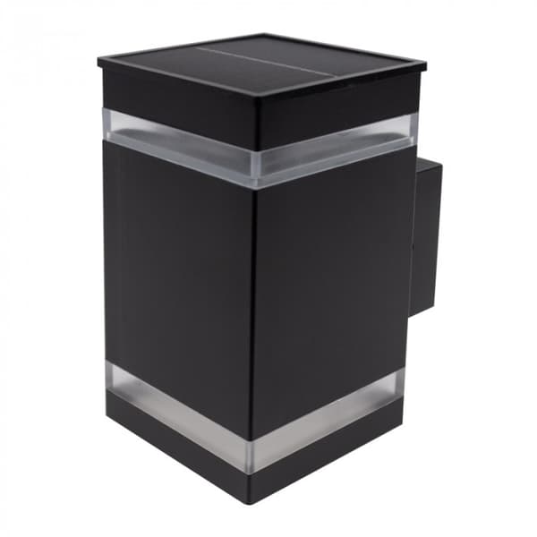 Firkantet sort LED 1.2W solcellefacadelampe med skumringssensor Ecolight