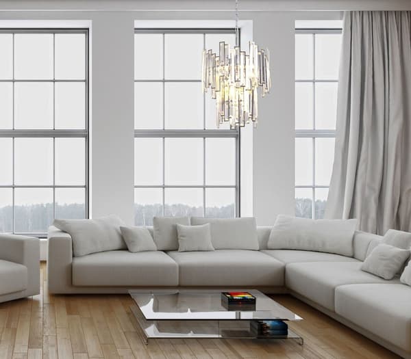 Glamour glas pendellampe på kæde 6xE14 40W NEMO Maxlight
