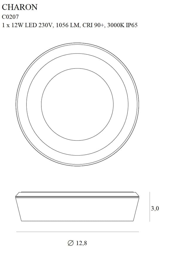 Moderne rund hvid LED loftspot 11W IP65 CHARON Maxlight