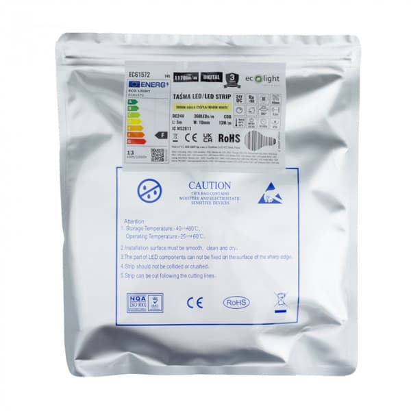 LED COB DIG. 24V 360 13W/m 3000K 1170lm/m 5m Ecolight
