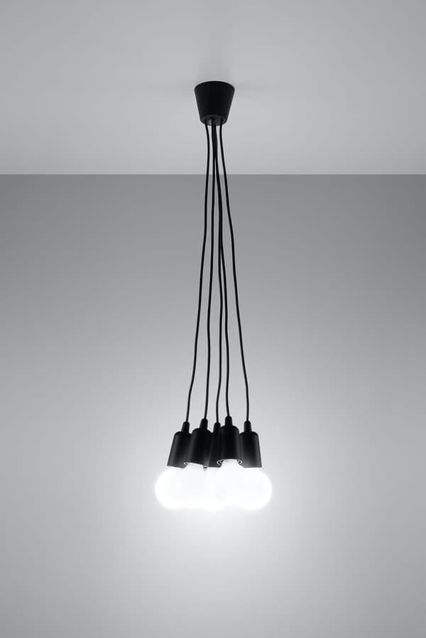 Lysekrone DIEGO 5 sort Sollux Lighting SL.0574
