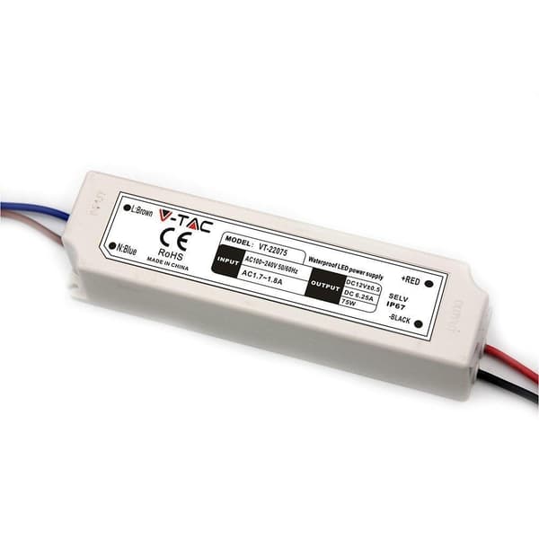 V-TAC 75W 12V 6.25A VT22075 LED-virtalähde