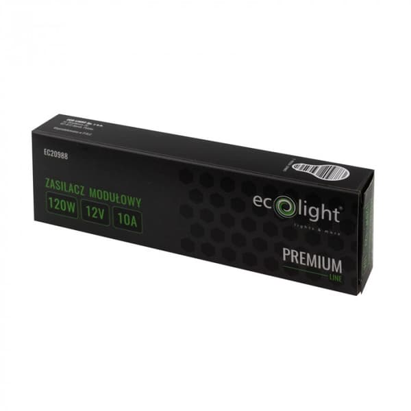 Strømforsyning til LED-strip modulær slim transformator PREMIUM 120W 12V IP20 Ecolight