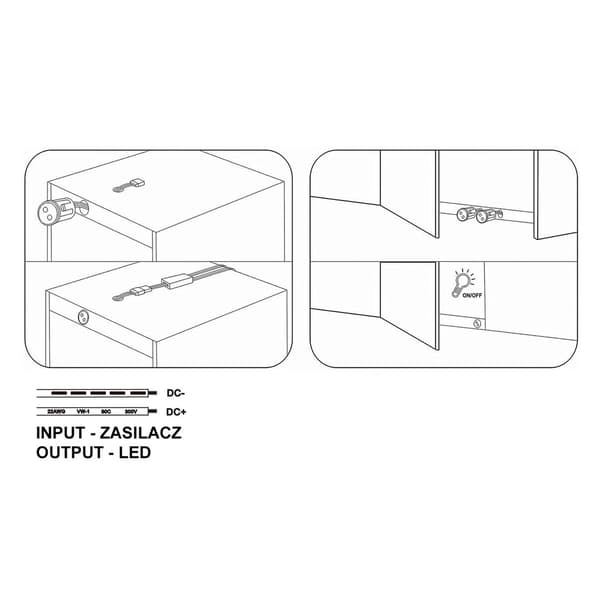 LED-sensor dobbeltkontakt til skabe sort 60/100W 12-24V Idealed