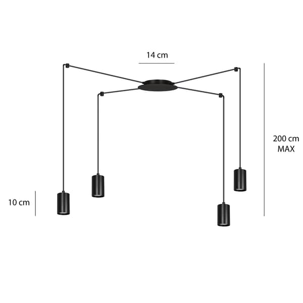 Lysekrone Emibig 4xGU10 30W TRAKER 4 BL/BLACK 524/4