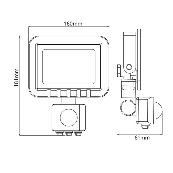 LED SMD projektør 30W PIR-sensor 6500K 120° IP65 sort 304971 Polux