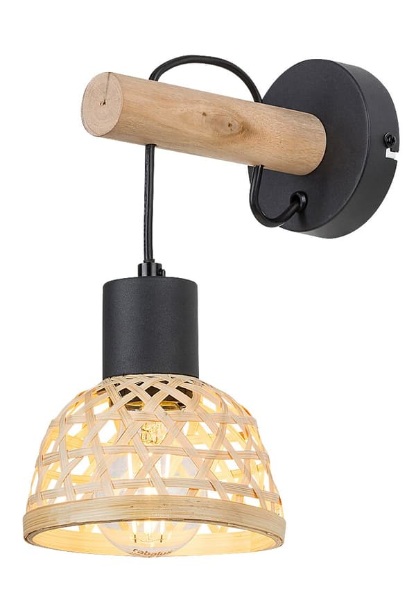 Boho væglampe i rattan E27 sort Rattan 71025 Rabalux