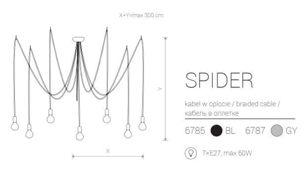 Nowodvorski SPIDER sort pendel lysekrone, metal 6785