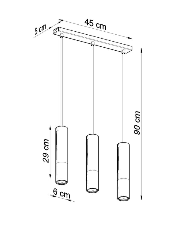 Lysekrone LOOPEZ 3L sort/kobber fra Sollux Lighting model SL.0948