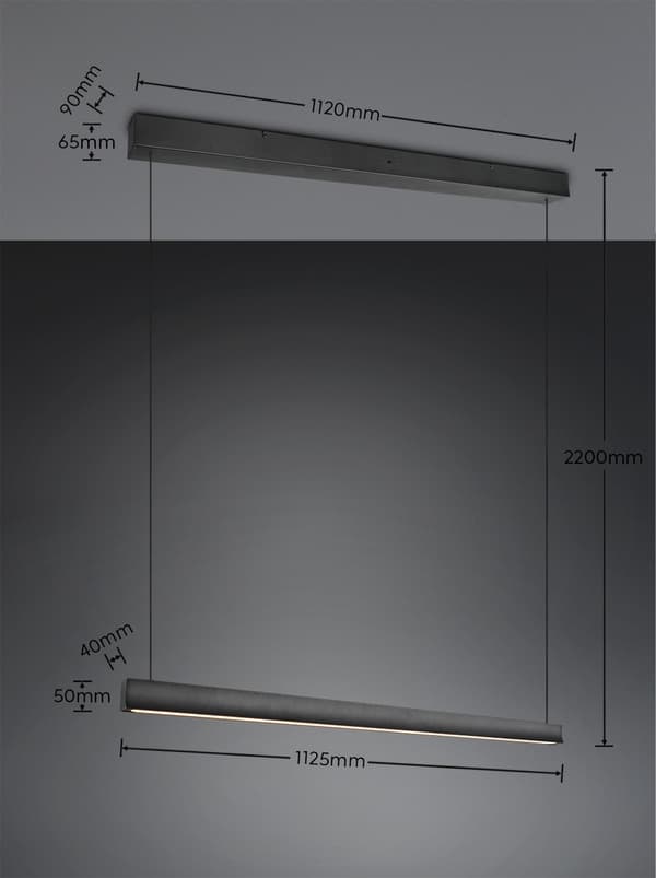 Moderne sort pendellampe 112 cm LED 29W WALLACE Trio