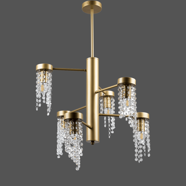 Guld kristallkrona E27x6 GEA 316318 Polux
