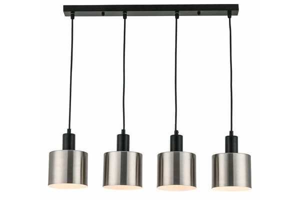 Sort pendel 4 cylindriske metalskærme Nulla 4xE27 40W REA334504-07 Reality