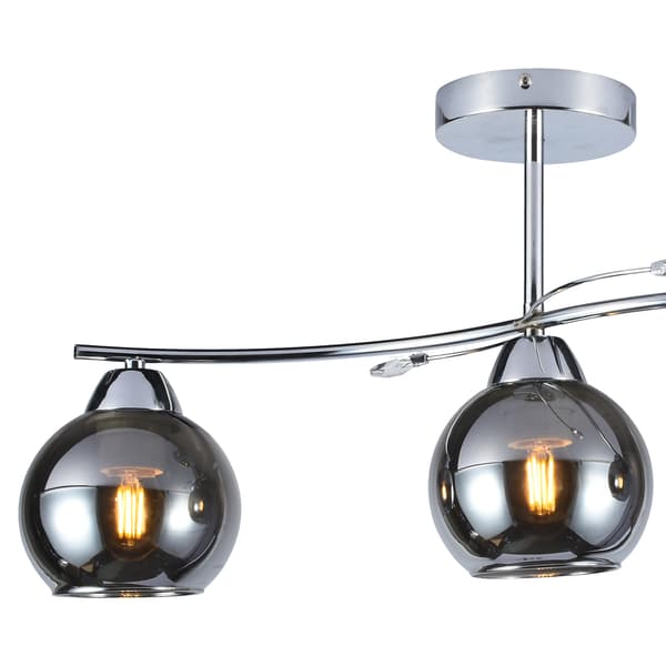 Loftlampe krom røgfarvet tre glaskuplere Connor 3xE27 Milagro