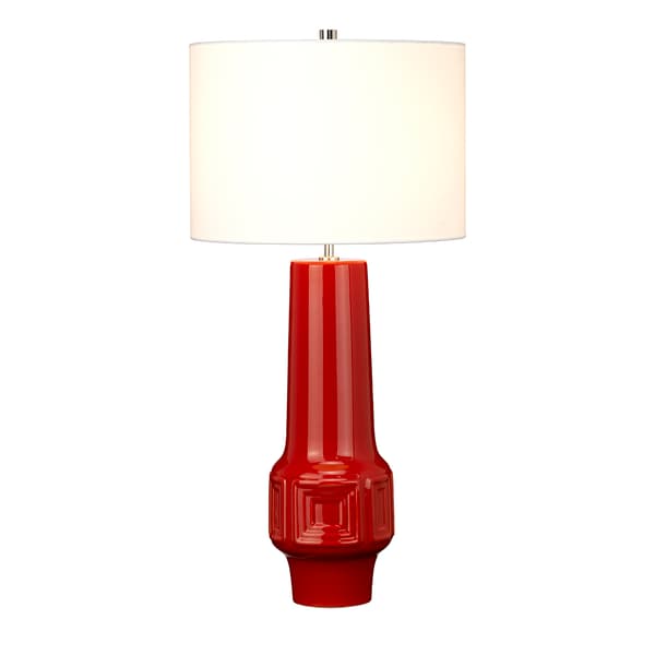 Bordslampa keramik röd vit Muswell E27 60W Elstead