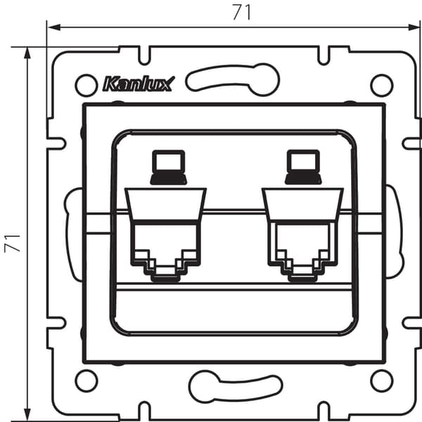 Uafhængig computerstik 2x RJ45 Cat 6 Jack LOGI mat sort Kanlux 33595