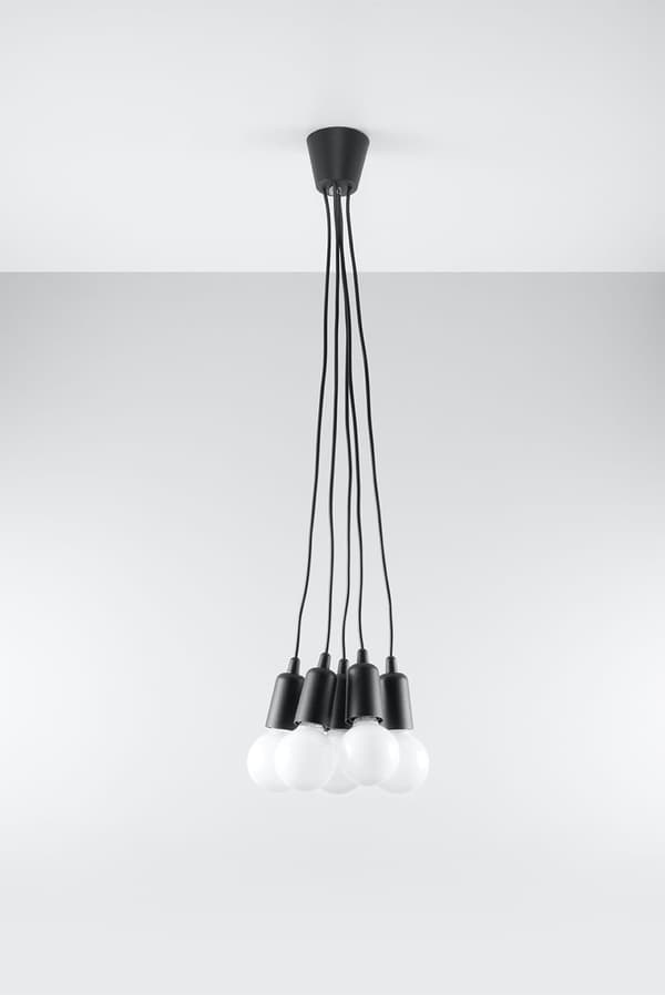 Lysekrone DIEGO 5 sort Sollux Lighting SL.0574