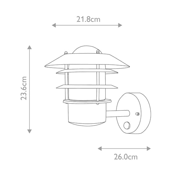 Vägglampa med rörelsesensor svart E27 60W Helsingor Elstead