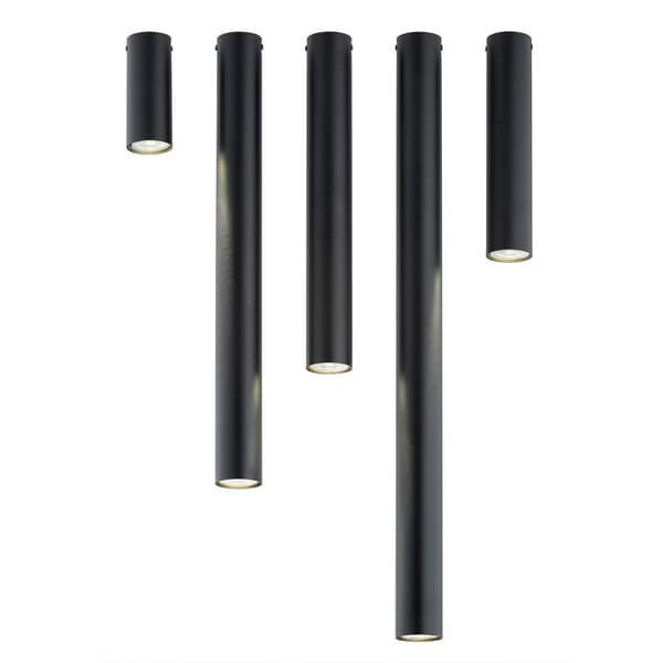 Sort loftspot 30 cm rund 1xGU10 8W TECNO Emibig