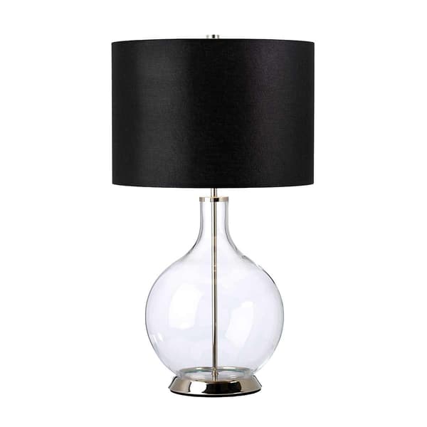 Bordlampe glas krom med sort skærm Orb E27 60W Elstead