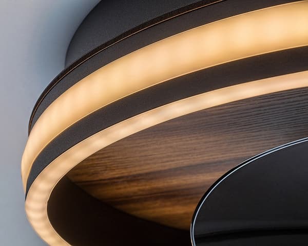 Kattotuuletin LED-valolla FAUSTINE 71016 musta puulla
