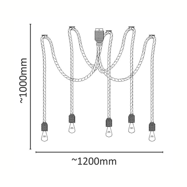 PAJĄCZEK E27x5 ROPE 312921 Polux pendellampe