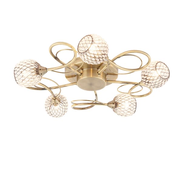 Dekorativ loftlampe antik messing net nuancer 5xG9 33W AHERNE Endon