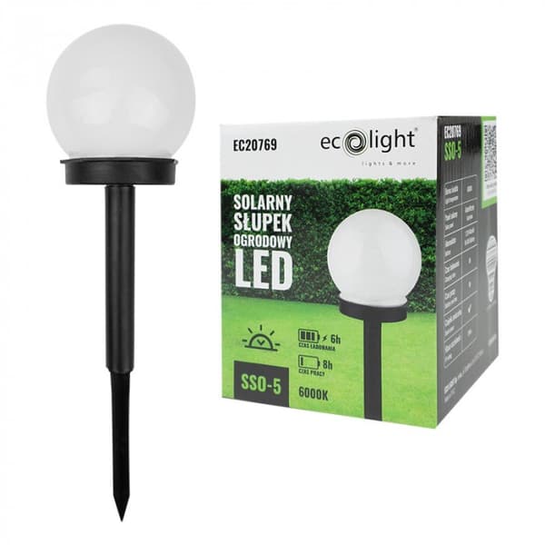 Solcellsdriven trädgårdslampa LED-kula för markmontering Ecolight EC20769