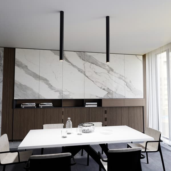 Sort loftspot 80 cm rund 1xGU10 8W TECNO Emibig