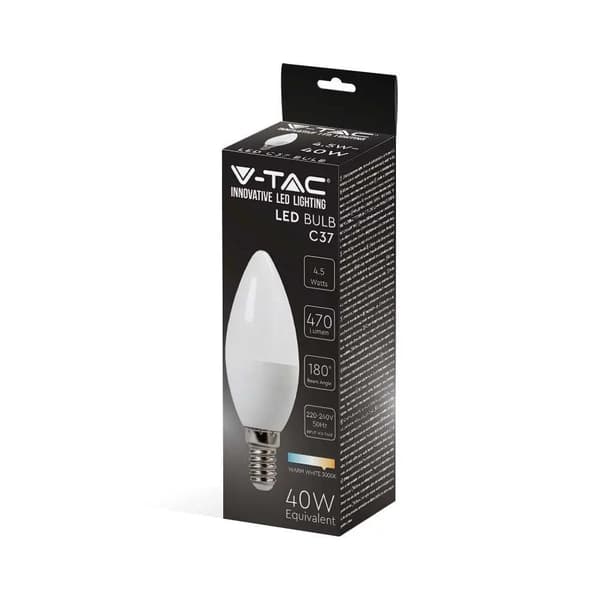 V-TAC LED-pære 4,5W E14 Kerte VT-1855 neutral 470lm