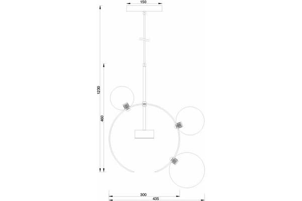 Sort pendel 4 dæmpede glaskugler Multiverse LED 10W REA338111-02 Reality