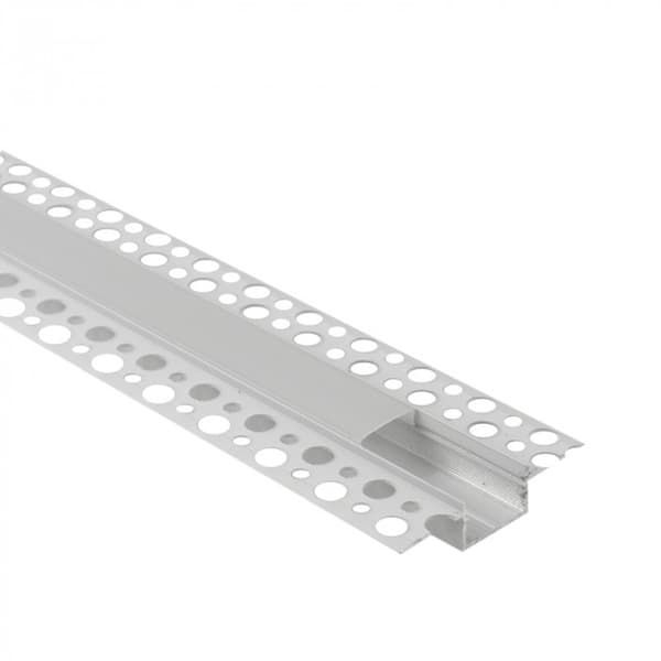 Set med 10x LED-listprofil GPS02 infälld vit + frostat lock 2m Ecolight