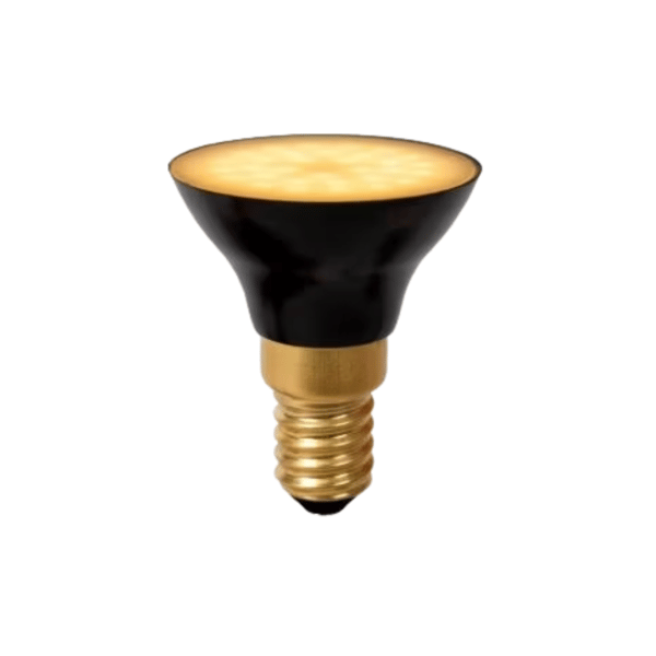 Dæmpbar LED G45 E14 5W sort-guld varm farve Lucide