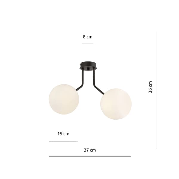 Emibig loftlampe 2xE14 40W NOVA 2 SORT/OPAL 1138/2