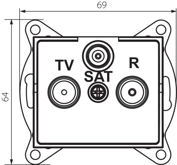 RTV-SAT slutdåse LOGI mat sort Kanlux 33587