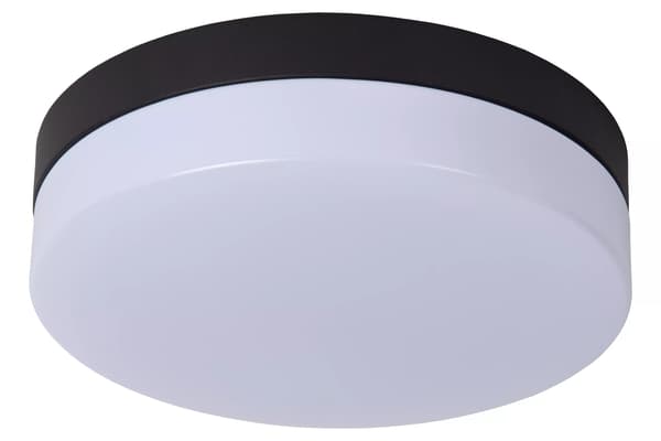 Badeværelsesloftlampe 23 cm LED 12W sort rund BISKIT Lucide