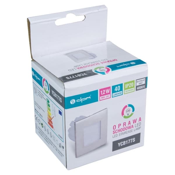 LED-trappbelysning 1.2W fyrkantig silver DPM