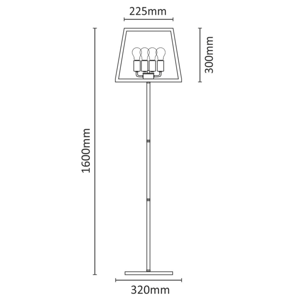 Sort gulvlampe E27x4 FINLAND 308696 Polux